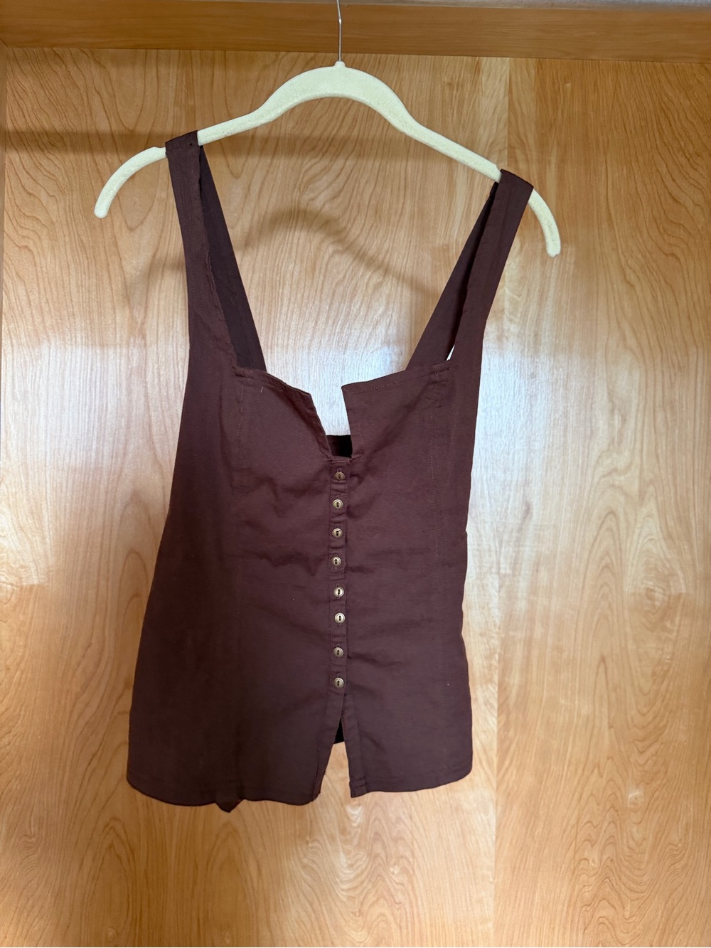 Free People Women’s Brown Button-Front Tank Top